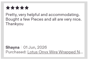 Customer feedback on Etsy for natural gemstone handmade jewelry India