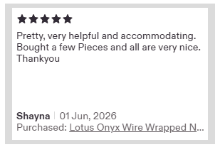 Customer feedback on Etsy for natural gemstone handmade jewelry India