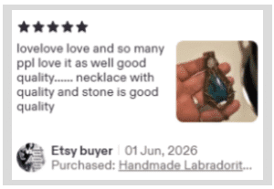 Jewellery by Indiana Etsy customer review for handmade gemstone copper pendant