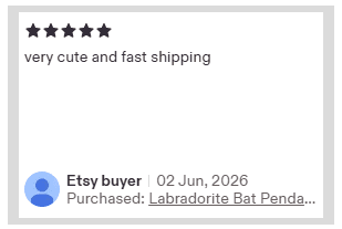 Jewellery by Indiana Etsy customer review for handmade gemstone copper pendant