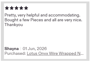 Jewellery by Indiana Etsy customer review for handmade gemstone copper pendant