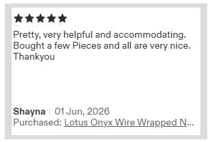 Jewellery by Indiana Etsy customer review for handmade gemstone copper pendant