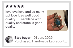 Jewellery by Indiana Etsy customer review for handmade gemstone copper pendant