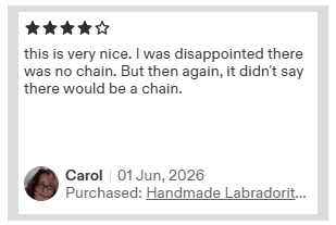 Jewellery by Indiana Etsy customer review for handmade gemstone copper pendant