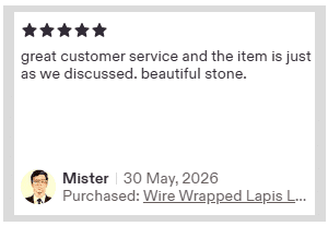 Verified Etsy buyer testimonial for artisan wire wrapped copper jewelry