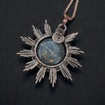 Eclipse Black Turquoise Spiked Sunburst Handcrafted Pendant