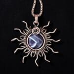 Handcrafted Copper Wire Wrapped Amethyst Pendant Side Details